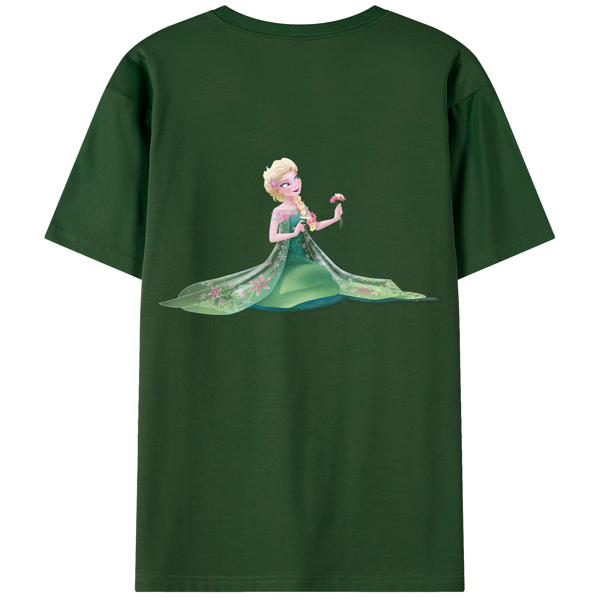 （画像用） アナと雪の女王 アンナ エルサ Frozen Anna Elsa 綿100％半袖Tシャツ（背面プリント）